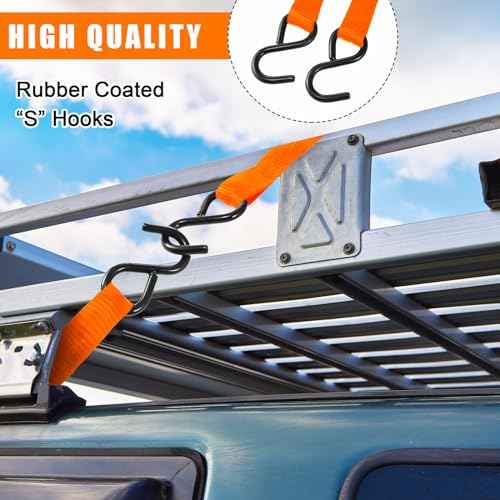 16 Pcs Cambuckle Tie Down Straps 1763lbs Break Strength Securing Straps 1'' x 15 ft Cambuckle Tie Downs with S Hook for Motorcycle (16 Count)