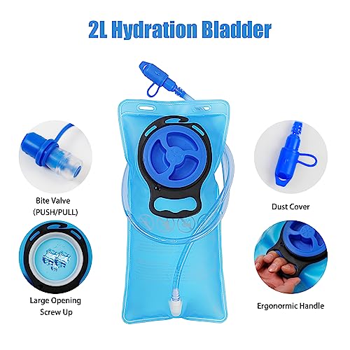 Lightweight Hydration Backpack with 2L Water Bladder Water Backpack Hydration Pack for Cycling Running Biking Hiking Backpack Black