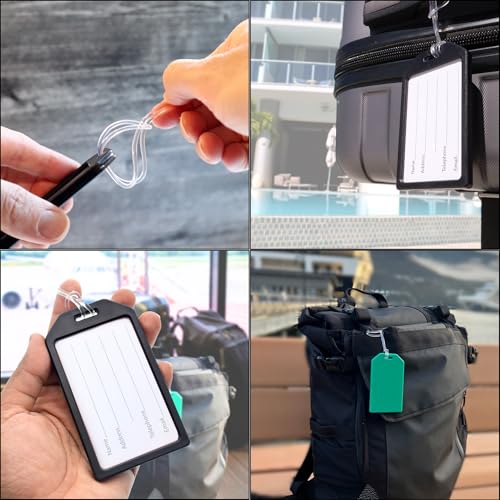 Bulk 50 Pack Premium Rigid Airline Luggage Tag Holders with 6" Worm Loops