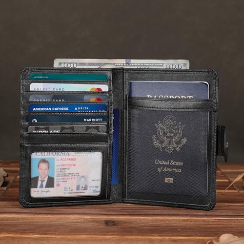 Polare Luxury RFID Blocking Leather Passport Holder Travel Wallet For Men and Women