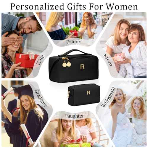 Initial Makeup Bag Personalized Gift for Women Teen Girls