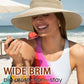 Womens Sun Visor Hats Wide Brim Straw Beach Hat UV Protection Ponytail Packable Beach Vacation Essentials Beige