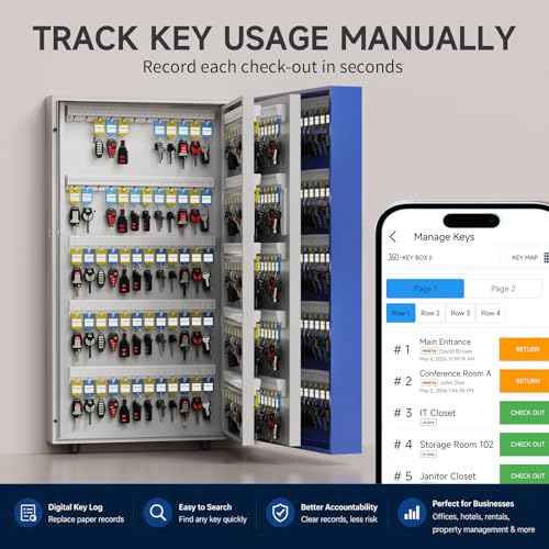 360 Key Lock Box Smart Key Organier Cabinet with Keypad & App for Office