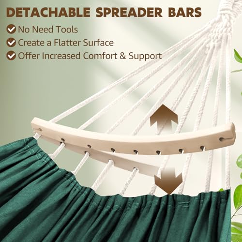 Cotton Hammock 8.9x4.9ft Holds Up to 660lbs Prevents Side