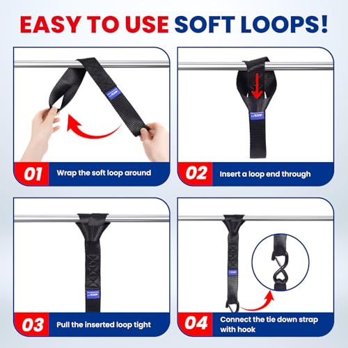 MOCA Heavy Duty Ratchet Straps Tie Down 4 Pack 1.6" x 15ft (4 Count)