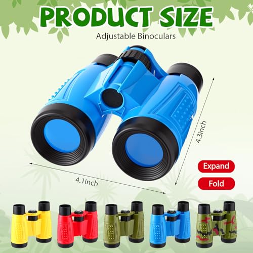 12 Set Binocular Compass Magnifying Glass Set Christmas Birthday Gift Small Telescope Binocular with Whistle Bag for Outdoor Exploring Stocking Stuffer (12 Count)