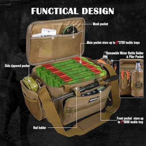 Fishing Tackle Bag with 4PCS 3700 & 2PCS 3600 Tackle Boxes (6 count)