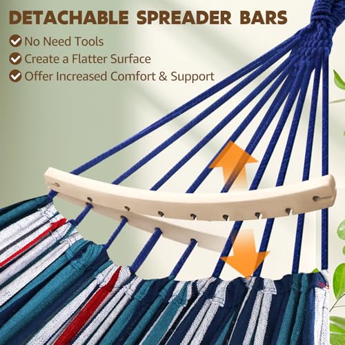 Cotton Hammock 8.9x4.9ft Holds Up to 660lbs Prevents Side