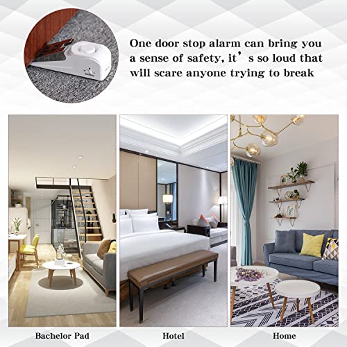 Door Stop Alarm with 120DB Siren Door Stop for Home & Travel (3 Count)