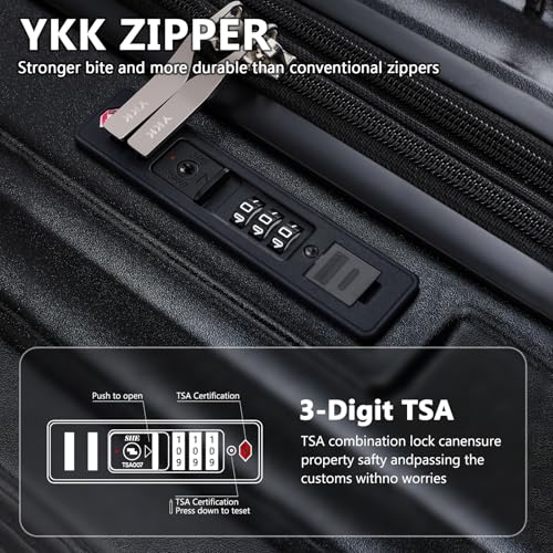 3 Piece Set Hardside Expandable Luggage with USB Charging Port and Cup Holder (3 Count)