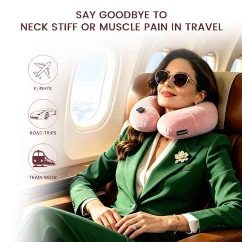Inflatable Travel Neck Pillow for Airplane to Relieve Neck Pain