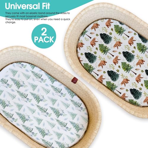 Stretch Fitted Bassinet Sheet Set BROLEX 2 Pack Cradle Sheets for Bassinet Pad (2 Count)
