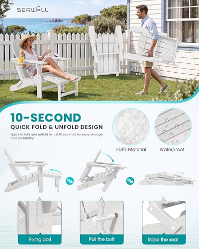 HDPE Folding Adjustable Adirondack Chair with Footrest