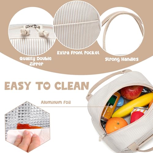 Lunch Bag for Women Men Cute Corduroy Lunch Tote Bags Reusable Insulated Lunch Box Large Capacity Reusable Insulated Cooler for Work Picnic or Travel