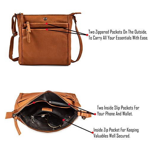 Leather Crossbody Bags for Women Small Genuine Nappa Purse Multi