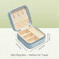 TAIMY Plush Velvet Travel Jewelry Box, Small Travel Jewelry Case, Portable Mini Jewelry Travel Organizer Boxes for Rings Earrings Necklaces Bracelets(Light Blue,No Mirror)