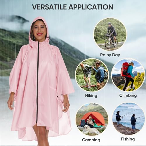 Rain Poncho for Adults with Zipper