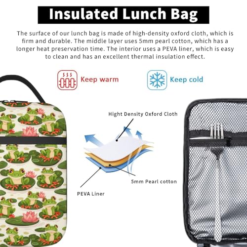 Frog Insulated Lunch Box for Women Men Frog Lunch Bag for Travel