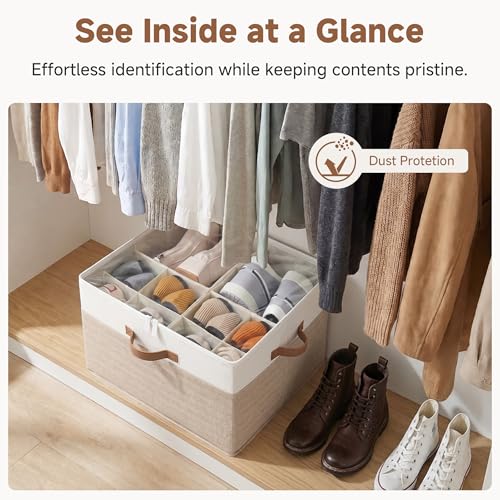 2-Pack 32-Pair Closet Shoe Storage Organizer, Brown and White (2 Count)