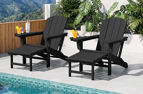 Folding Adjustable Adirondack Chairs with Footrest Set of 2 (2 Count)