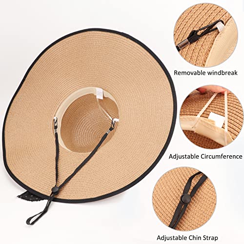 Wide Brim Sun Hat for Women Floppy Straw Hat Summer Beach Hats Fashionable Trendy Hats Sun Protection UPF 50+