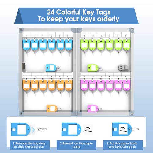 24 Slots Key Box Wall Mount with Code and Key