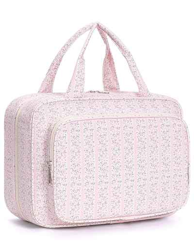 Travel Toiletry Bag for Women Large Hanging Makeup Bag Organizer Toiletries Bag for Full Size Essentials Accessories Cosmetics