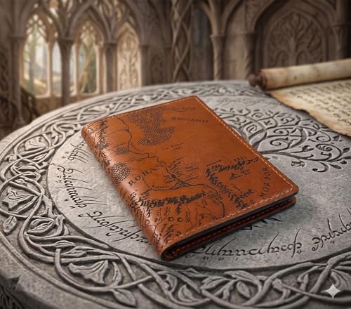 Handmade genuine Leather Wallet Map engrave