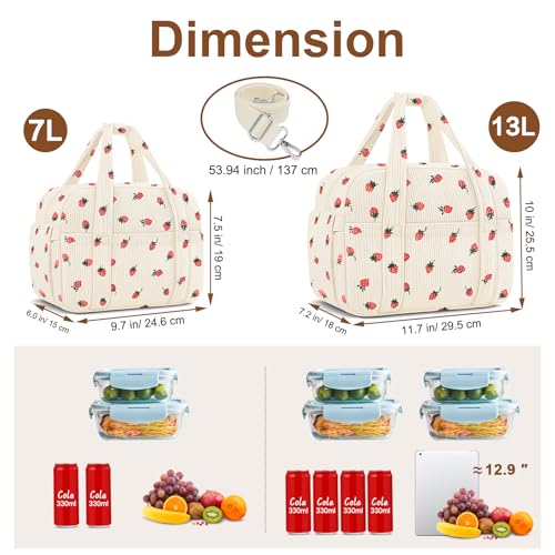 Corduroy Lunch Box Lunch Bag for Women Men