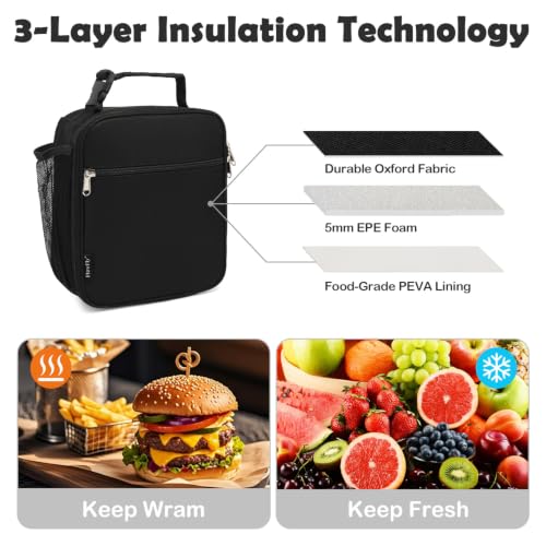 Kids Lunch Box Insulated Letter Print Soft Bag Mini Cooler Back to School Thermal Meal Tote Kit for Girls