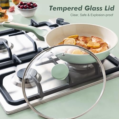 8Inch Nonstick Ceramic Frying Pan with Lid