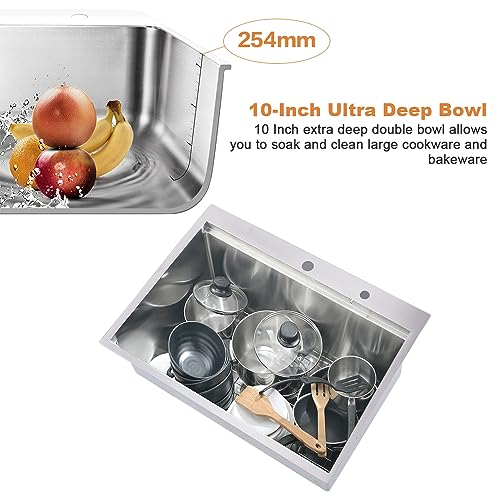 33x22 Drop In Kitchen Sink Workstation Sink Stainless Steel