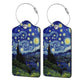 2 Pack Luggage Tags for suitcases Van Gogh Starry Night TSA Approved Label Luggage Tag Baggage Tag Leather Stainless Steel Loop Label Tag for Men Women Travel Bag Suitcase (2 Count)