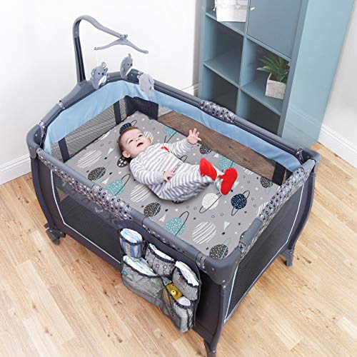 Pack n Play Stretchy Fitted Playard Sheet Set BROLEX 2 Pack Portable Mini Crib Sheets (2 Count)