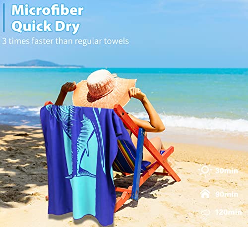 Microfiber Beach Towel with Bag Oversized 71x32 Sand Free 6 Pack (6 Count)
