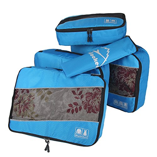 5 Set Packing Cubes for Travel Large Suitcase Luggage Organizer Bags Travel Accessories Vacation 4 Cubes 1 Laundry Pouch Bag (5 Count)