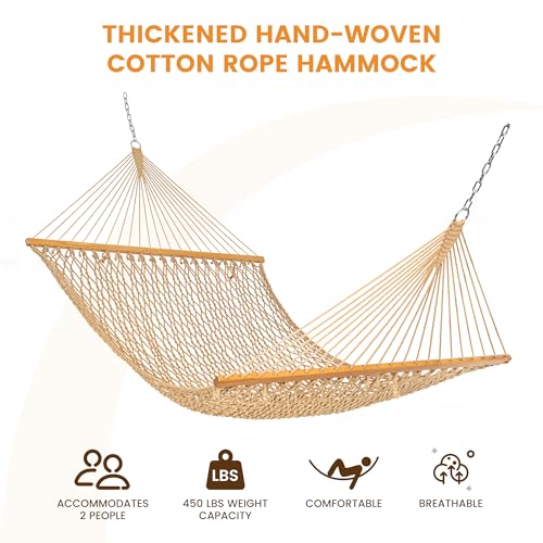 Lazy Daze Double Handwoven Rope Hammock for Outdoor Fits 12