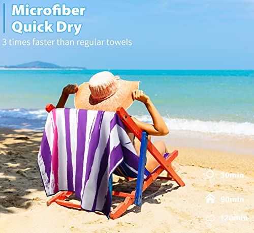 Microfiber Beach Towel with Bag Oversized 71x32 Sand Free 2 Pack (2 Count)