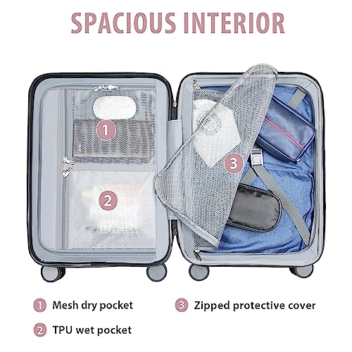 Hardside Expandable Carry On Luggage with Spinner Wheels & Built