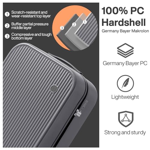 24 Inch Checked Luggage PC Hardshell Suitcases with Wheels for Travel Woman Men