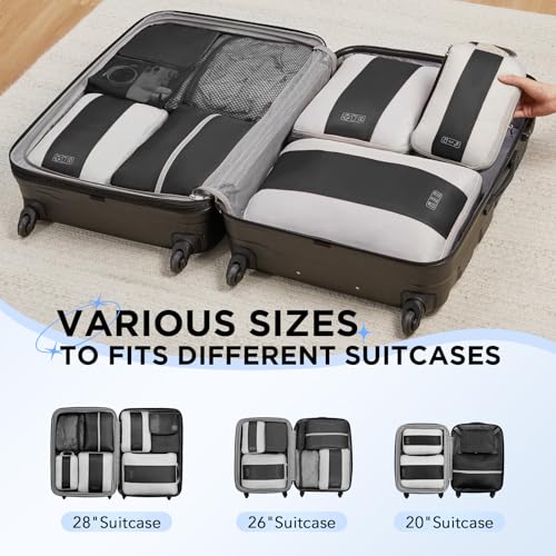 8 Set Compression Packing Cubes for Travel Essentials (8 Count)