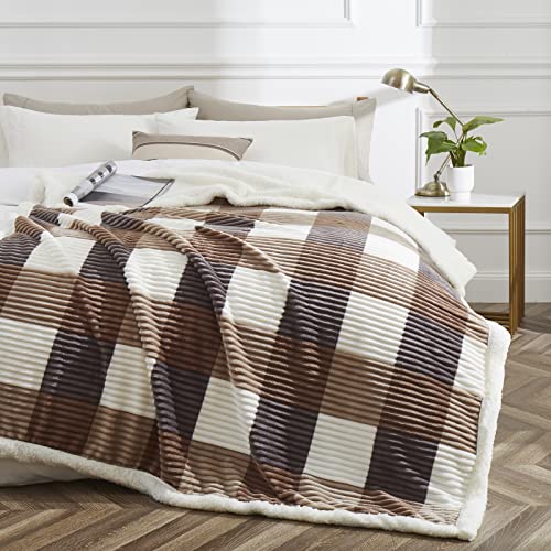 Sherpa Blanket Twin Plaid Thick Bed Blanket