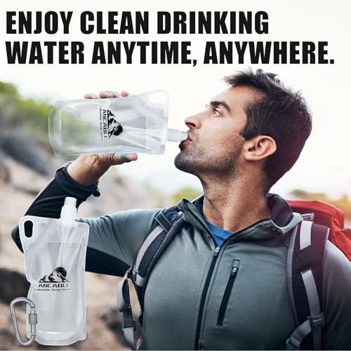 1L Hiking Collapsible Water Bottles (6 Count)