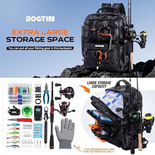 Fishing Backpack with Tackle Boxes and Rod Holders