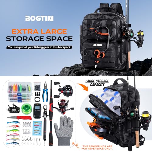 Fishing Backpack with Tackle Boxes and Rod Holders