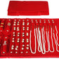 Velvet Travel Jewelry Case Roll Bag Organizer for Necklace Bracelet Earrings Ring (Black) (Red)