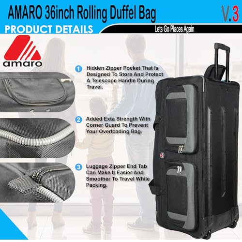 33 Inch Rolling Duffle Bag with Wheels
