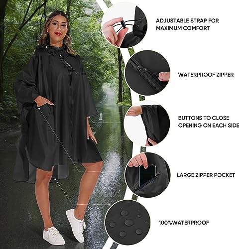 Rain Poncho for Adults with Zipper