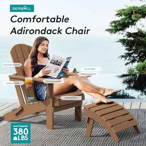 Outdoor Adirondack Chairs with 2 Cup Holders