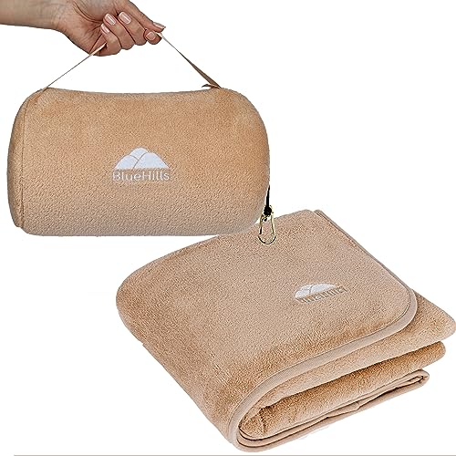 Premium Soft Rolled Travel Blanket Pillow Combo Airplane